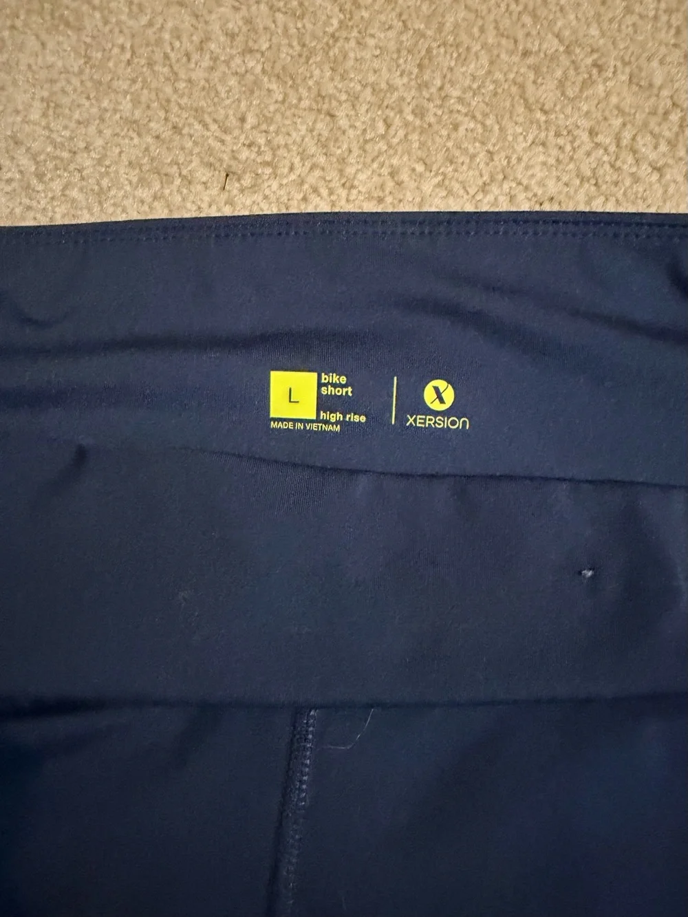 Xersion Navy Bike Shorts with Teal Side Panels
